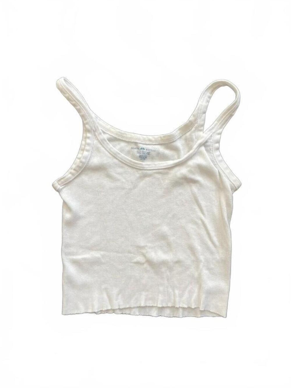 Brandy Melville White Ribbed Cropped Tank Top One Size
